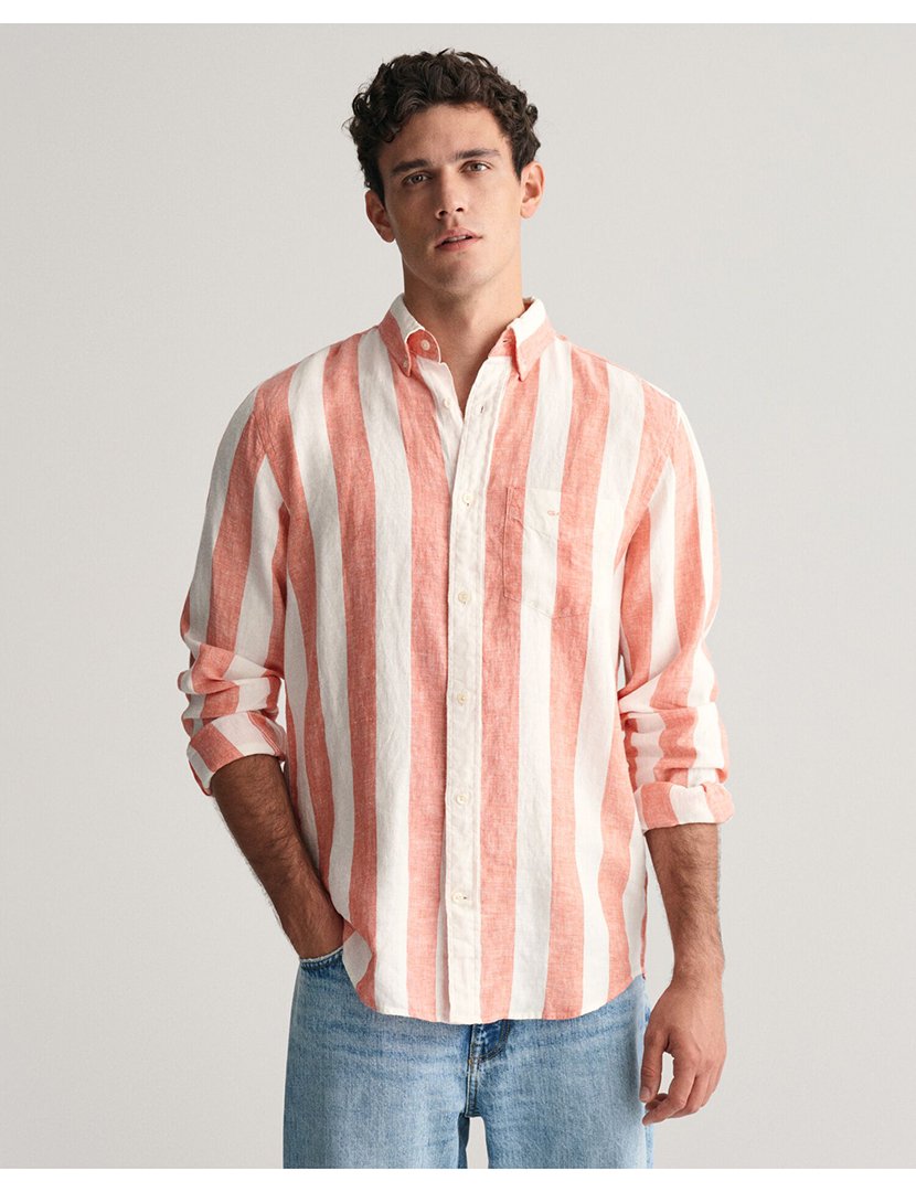 Camisa de manga comprida riscas Vermelho