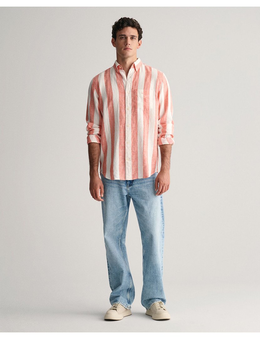 Camisa de manga comprida riscas Vermelho