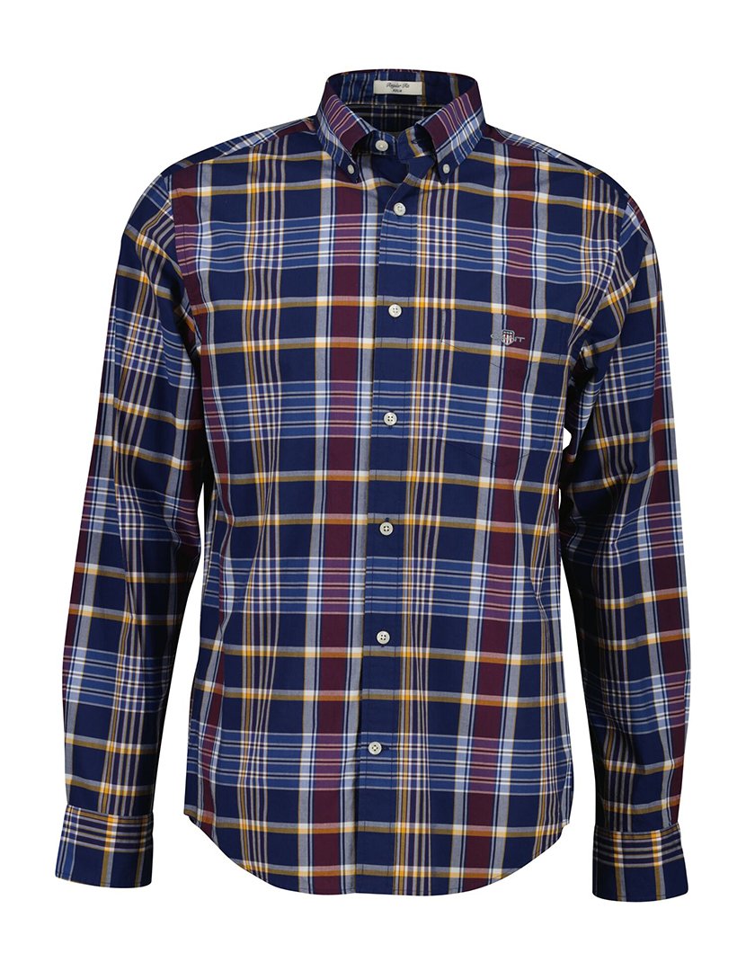 Camisa de manga comprida xadrez Azul