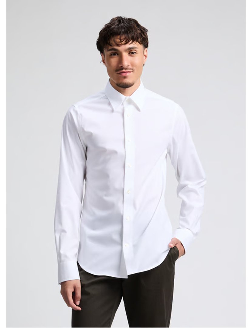 Camisa de manga comprida slim Branco