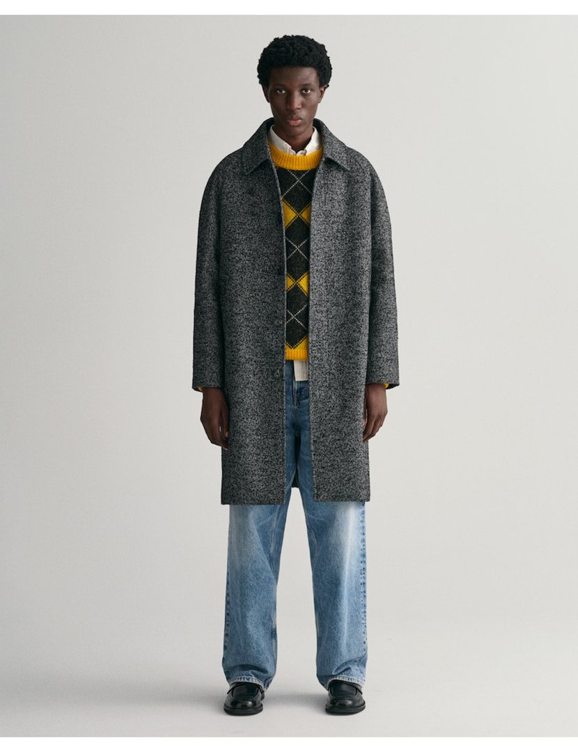 Sobretudo de lã relaxed fit Preto