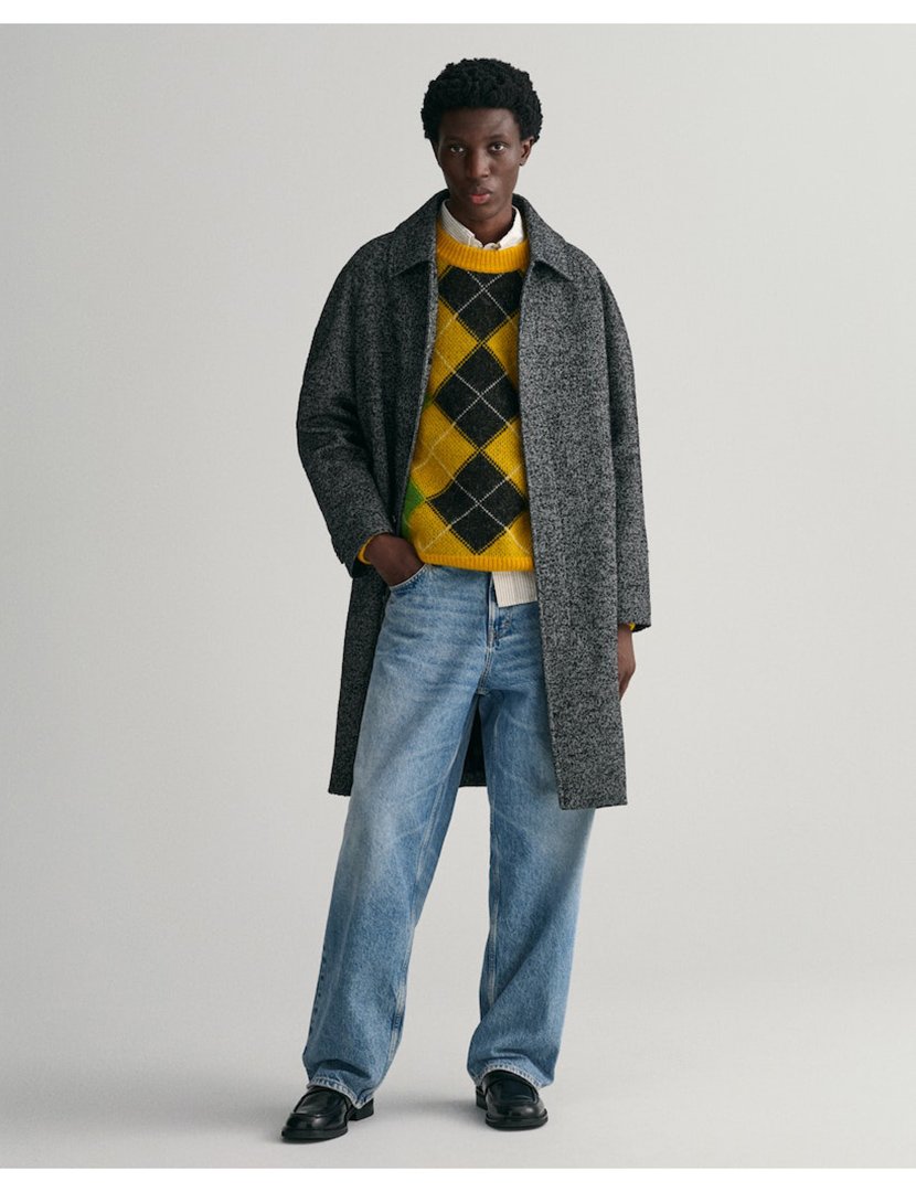 Sobretudo de lã relaxed fit Preto