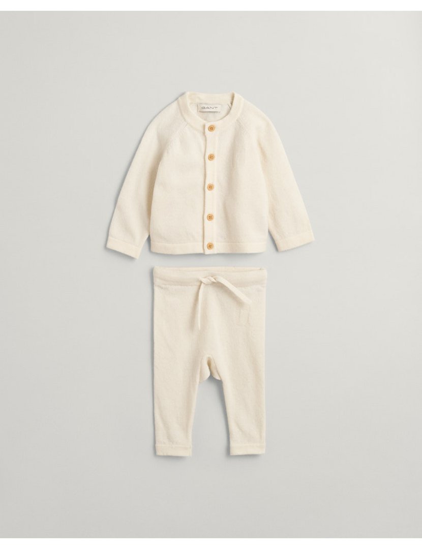 Conjunto Calças + Cardigan Bebé Bege