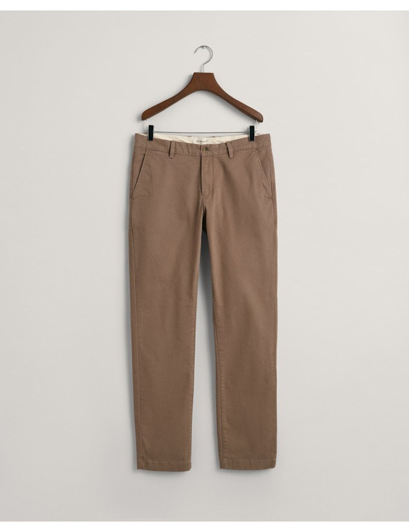 Calças Slim Super Chino Castanho