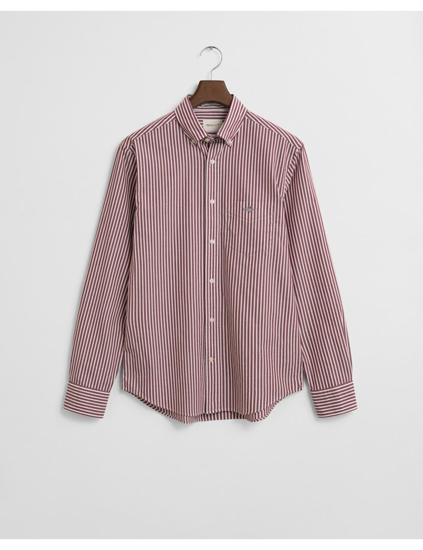 Camisa de manga comprida clássica riscas Vermelho