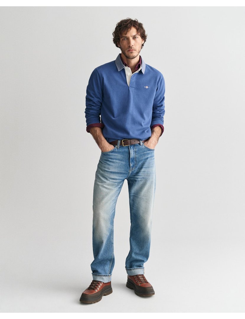 Pólo de manga comprida Azul