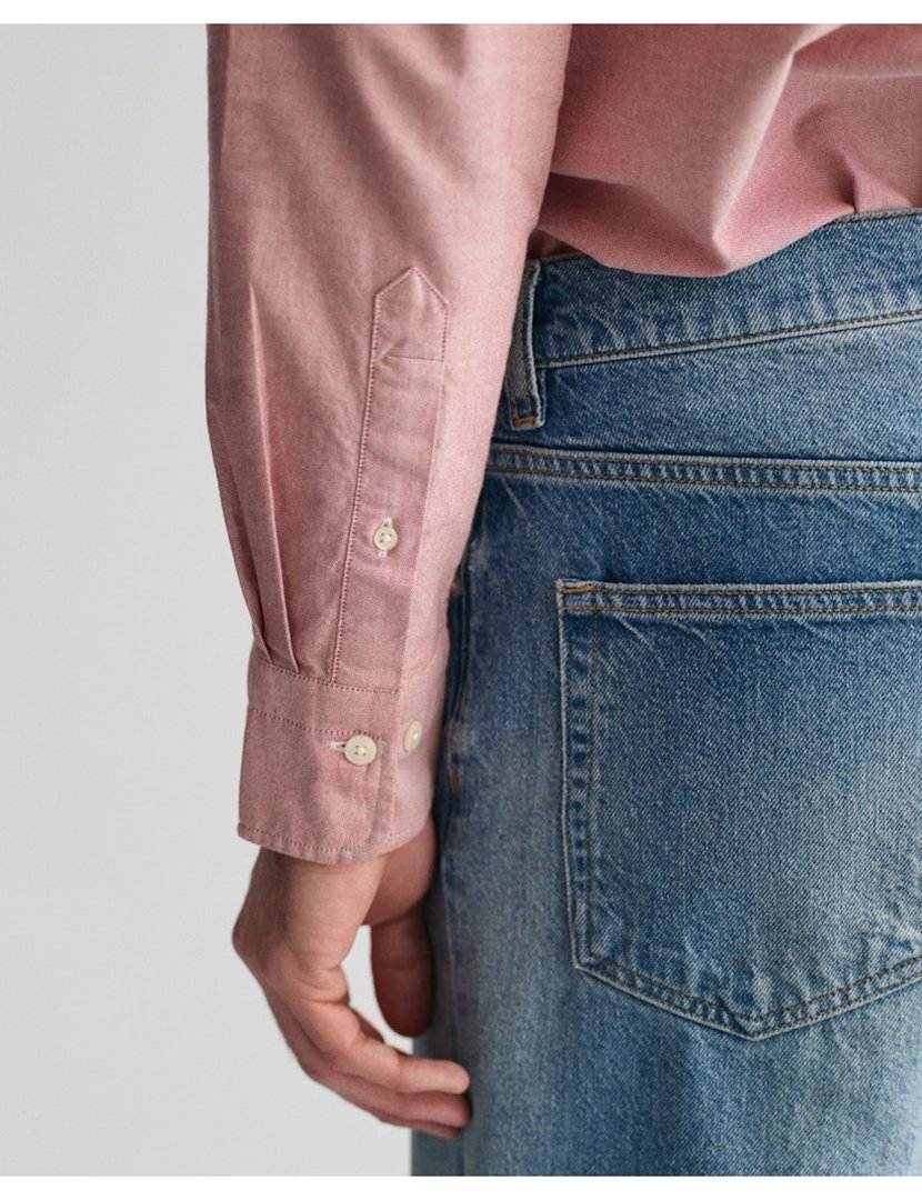 Camisa de manga comprida clássica oxford Vermelho