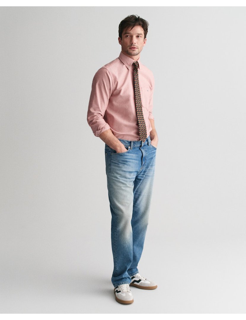 Camisa de manga comprida clássica oxford Vermelho