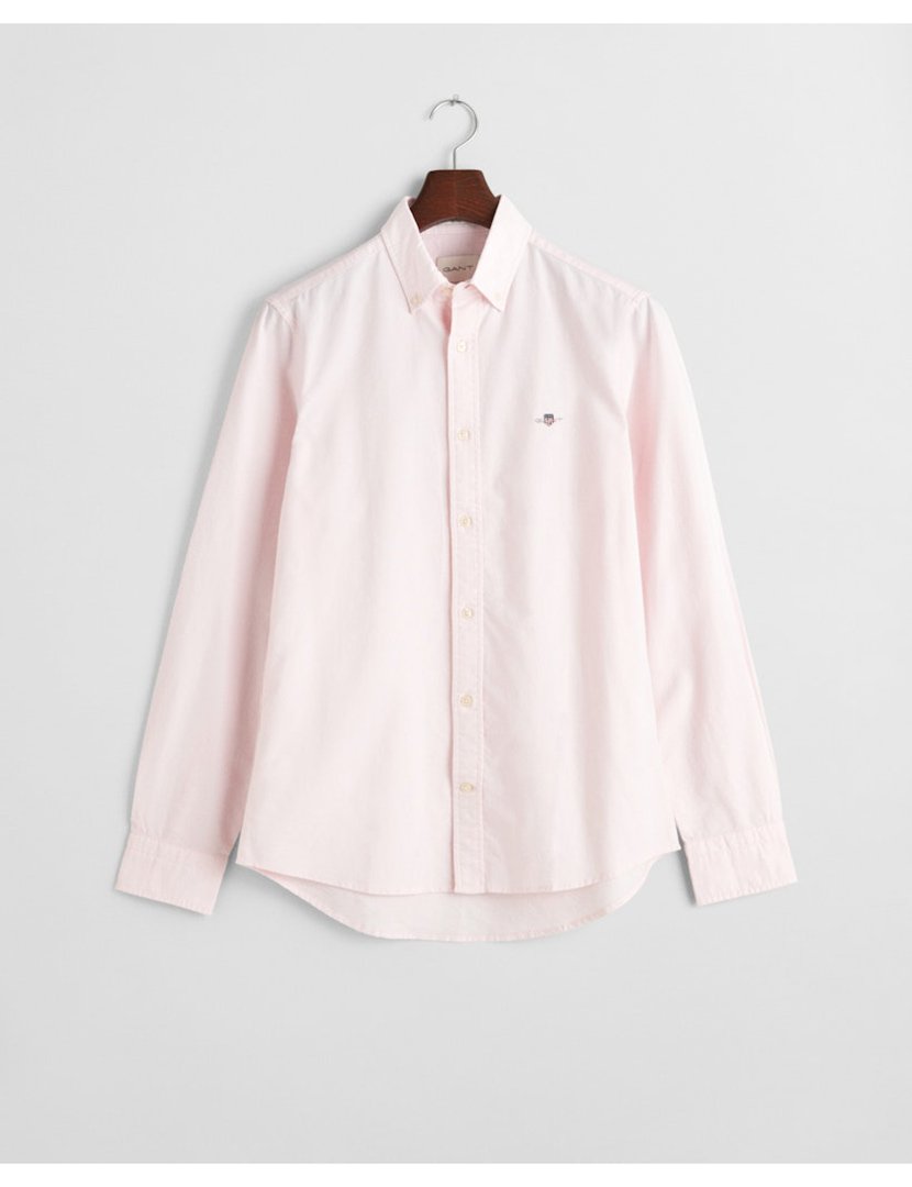 Camisa de manga comprida slim clássica oxford Rosa