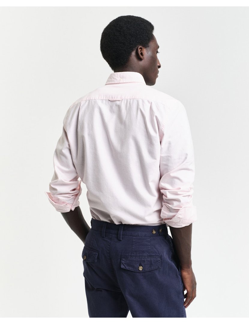 Camisa de manga comprida slim clássica oxford Rosa