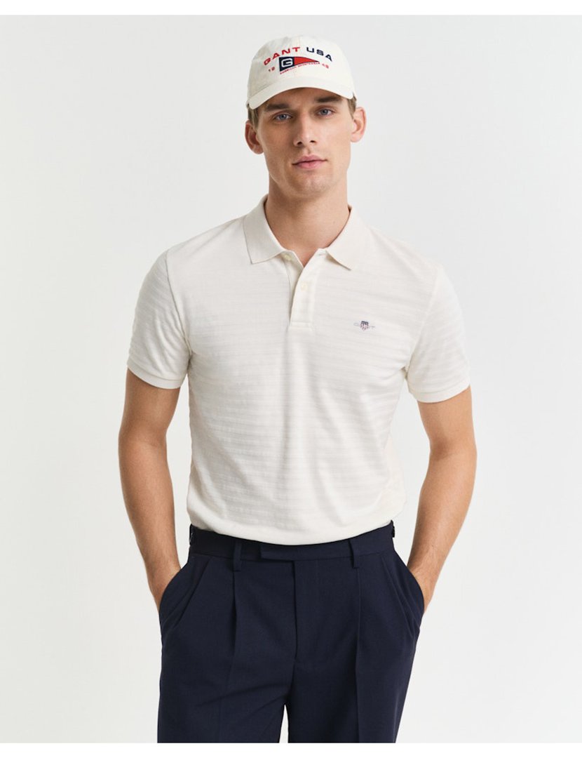 Pólo texture stripe Bege