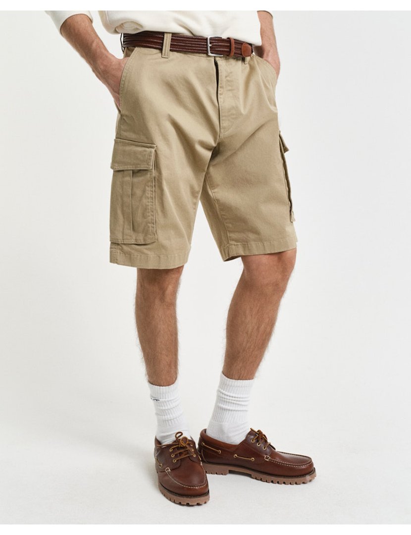 Calções cargo relaxed twill Castanho