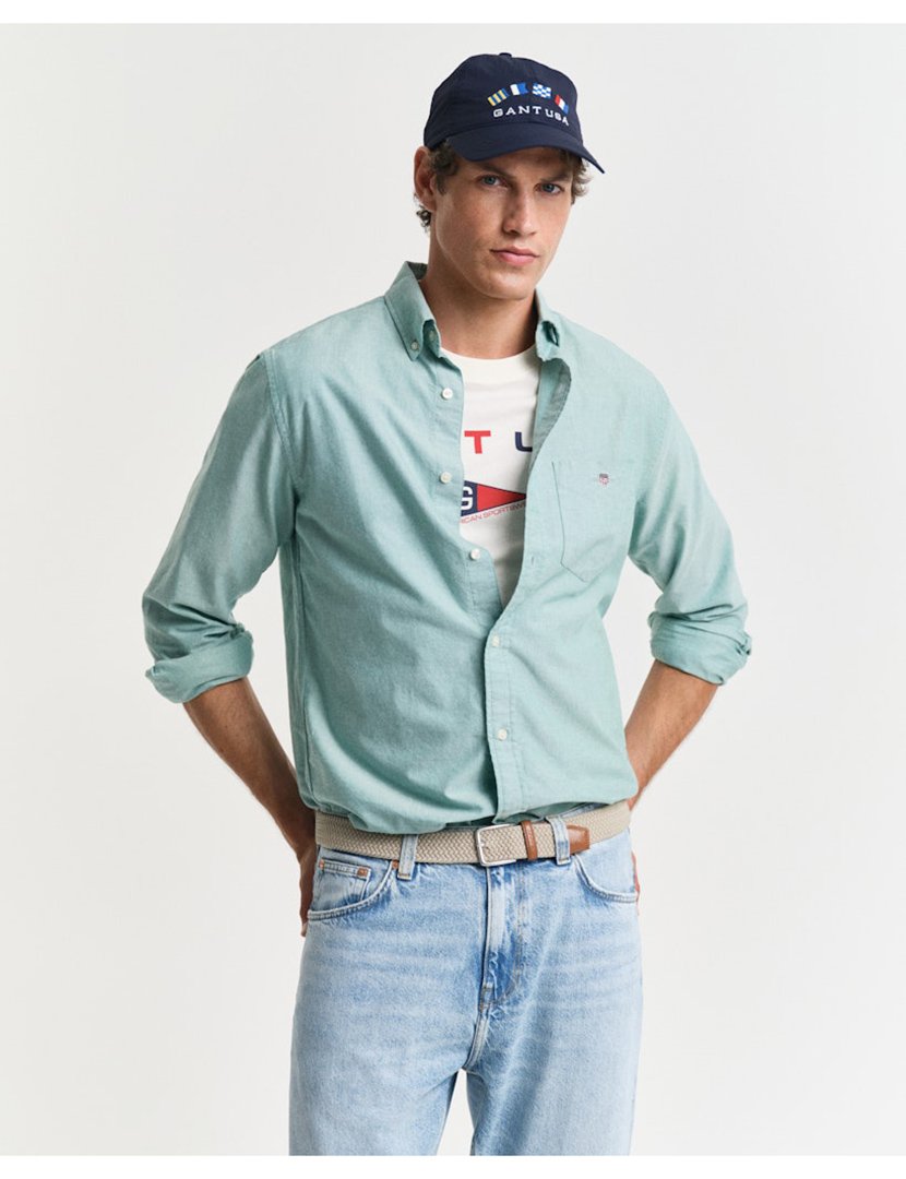 Camisa de manga comprida clássica oxford Amarelo