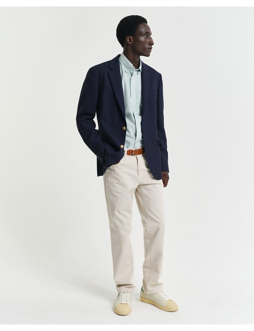 Camisa de manga comprida clássica oxford riscas Amarelo