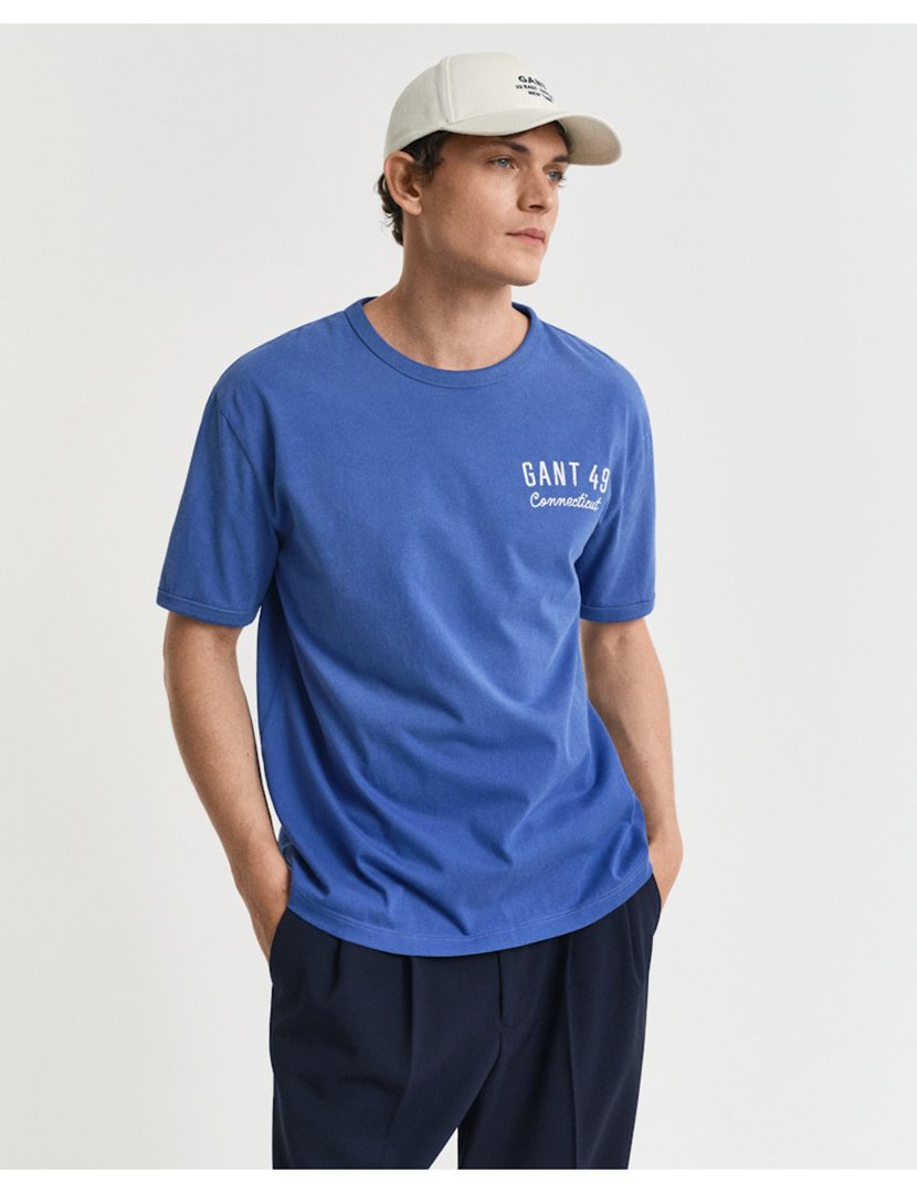 T-shirt washed out Azul