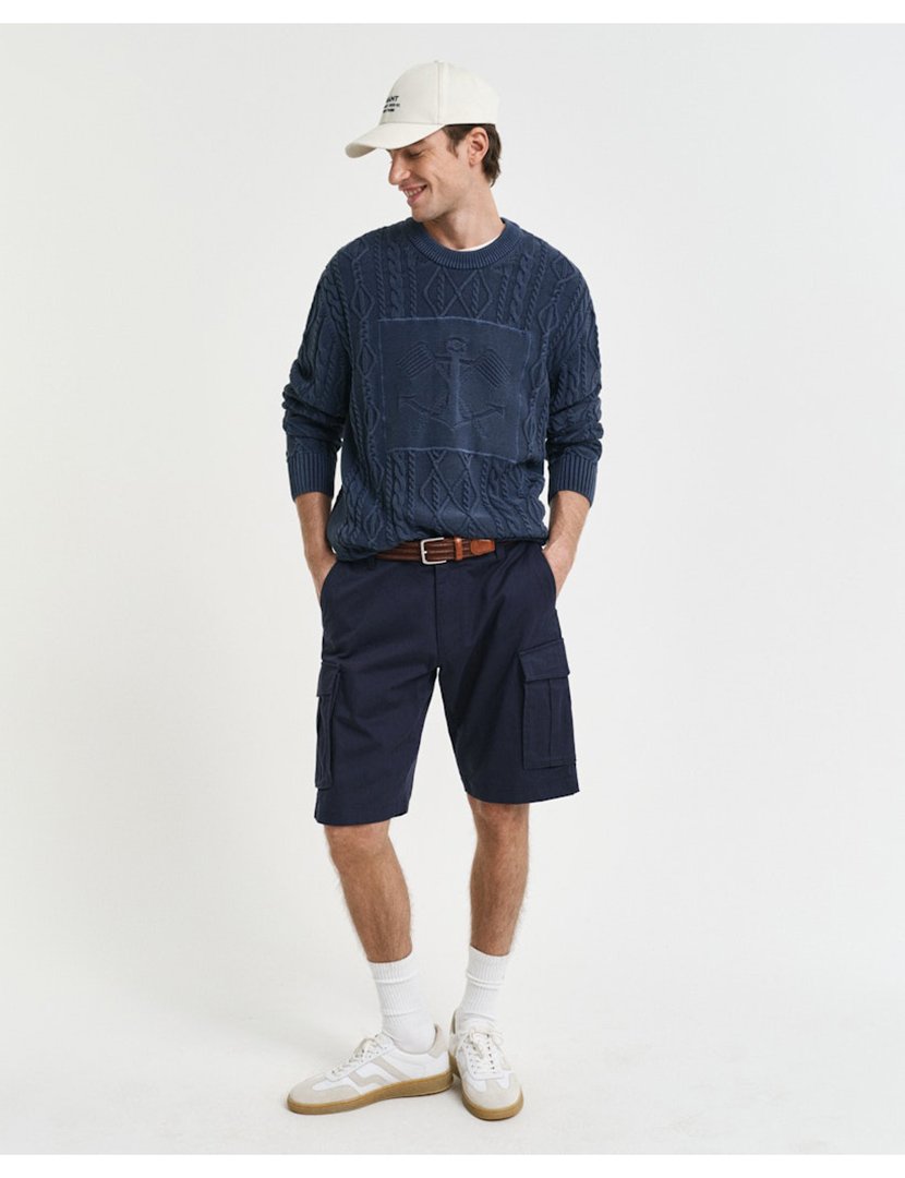 Calções cargo relaxed twill Azul