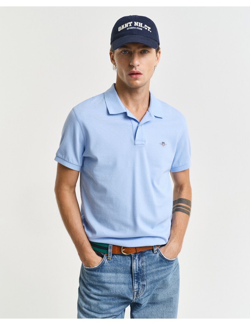 Pólo clássico slim Azul