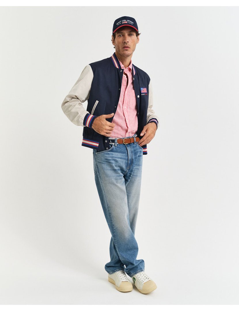 Camisa de manga curta riscas Rosa