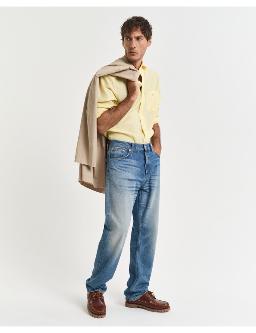 Camisa de manga comprida linho Amarelo