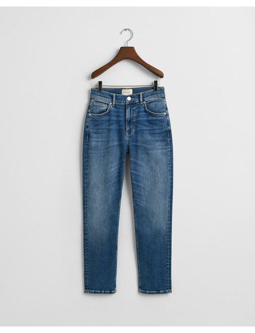 Calças de ganga cropped slim Azul