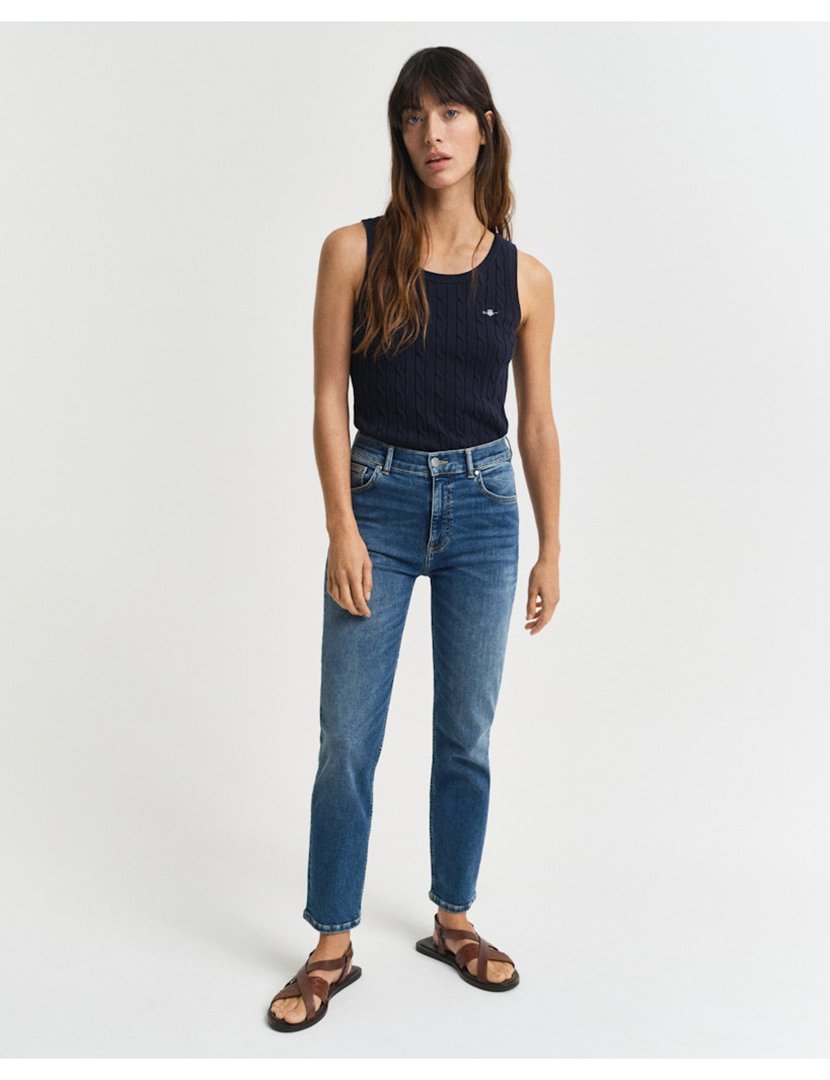 Calças de ganga cropped slim Azul