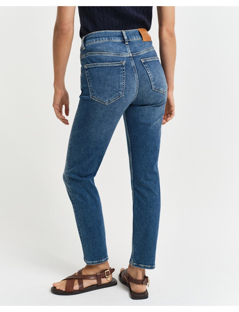 Calças de ganga cropped slim Azul