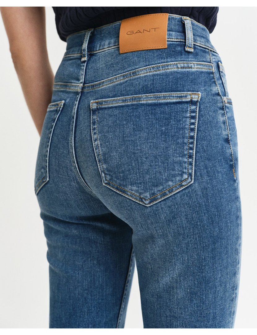 Calças de ganga cropped slim Azul