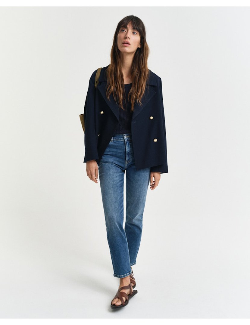 Calças de ganga cropped slim Azul