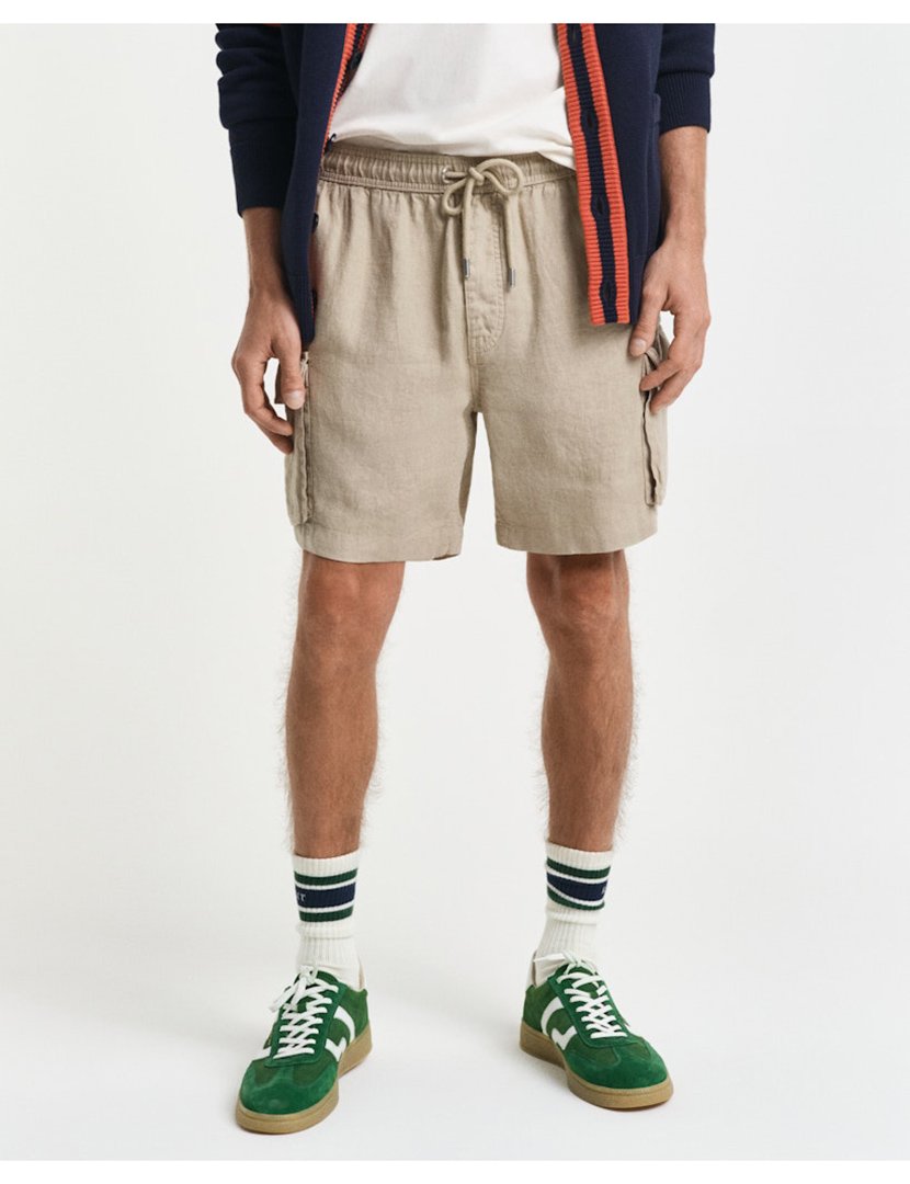 Calções cargo de linho Verde