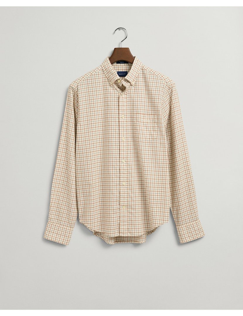 Camisa de manga comprida xadrez Castanho