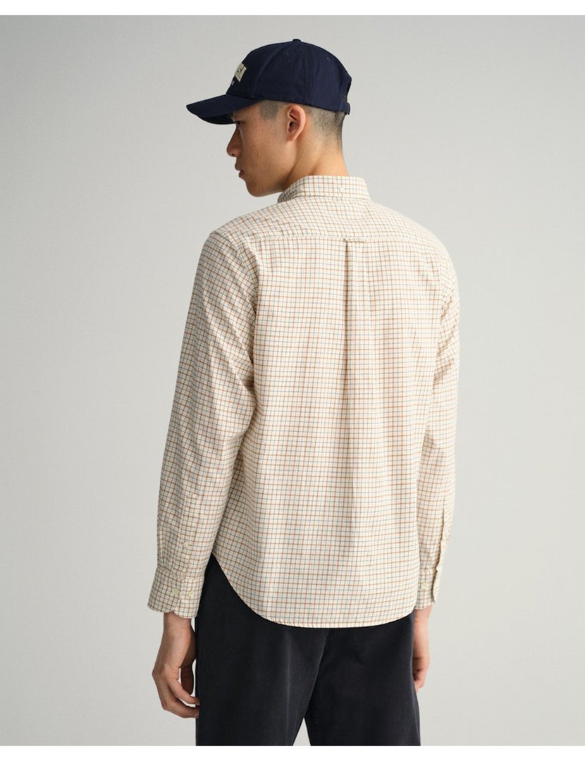 Camisa de manga comprida xadrez Castanho