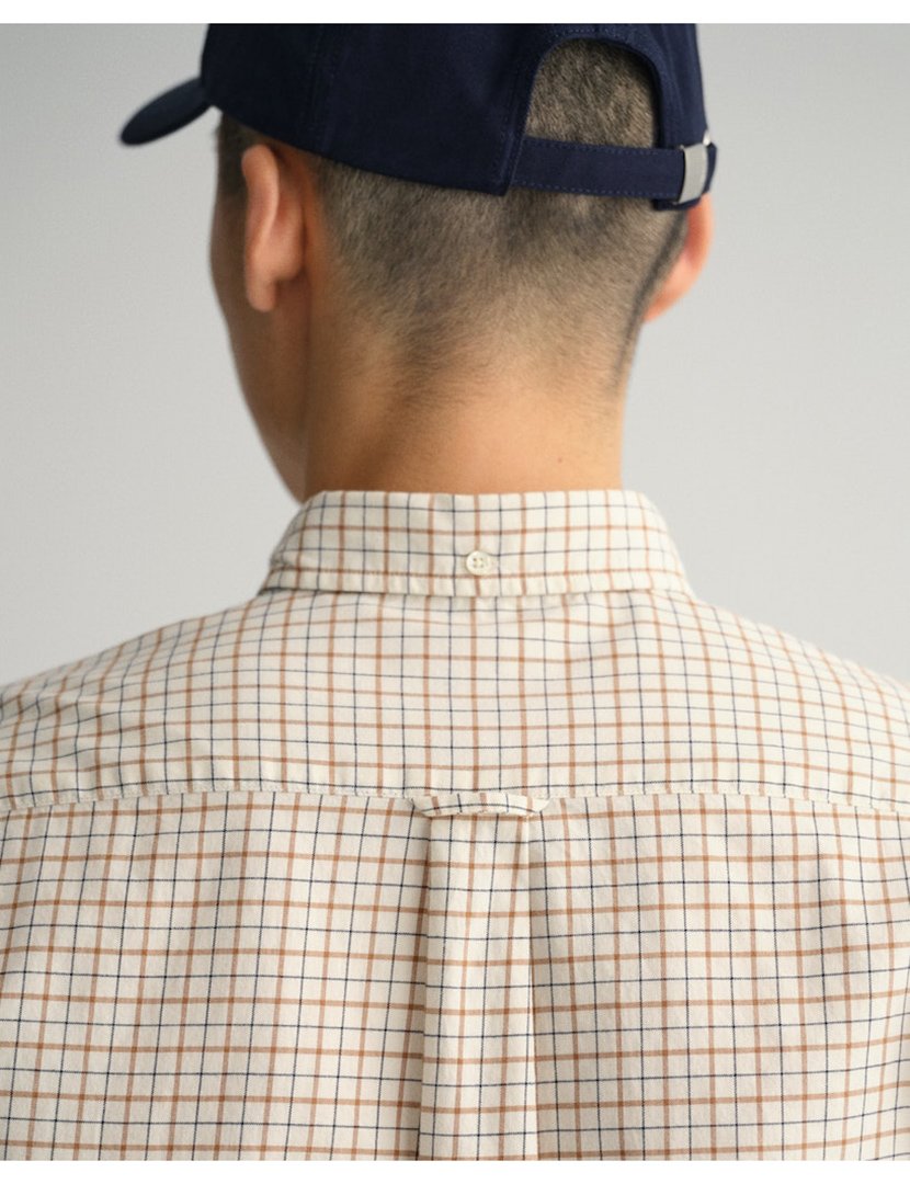 Camisa de manga comprida xadrez Castanho