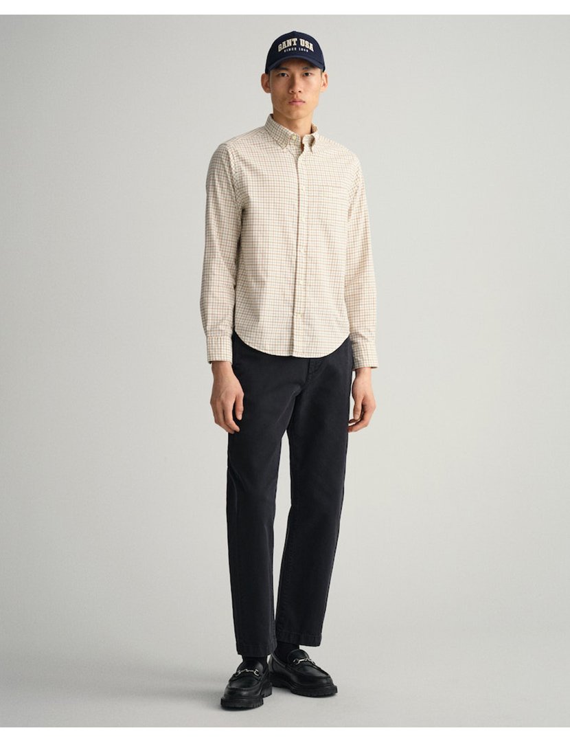 Camisa de manga comprida xadrez Castanho