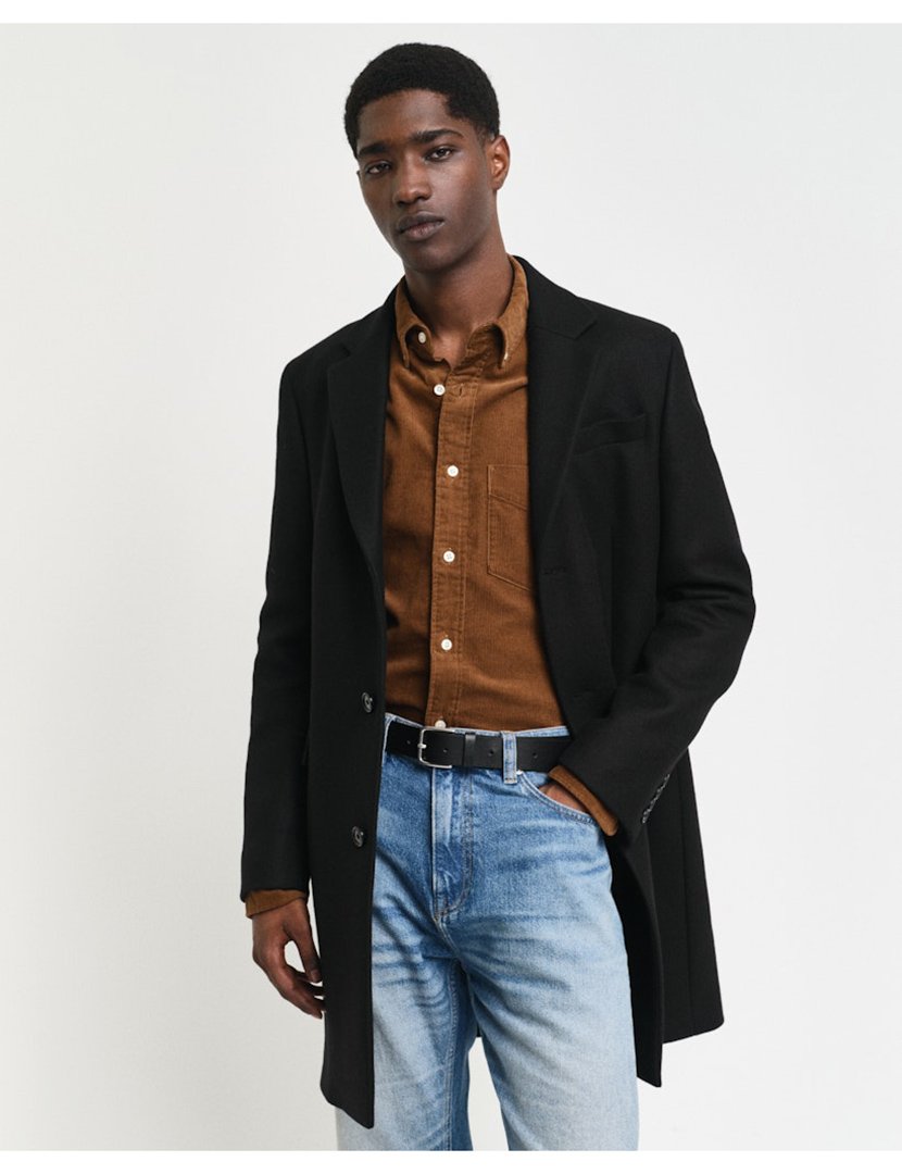 Sobretudo clássico em lã Preto