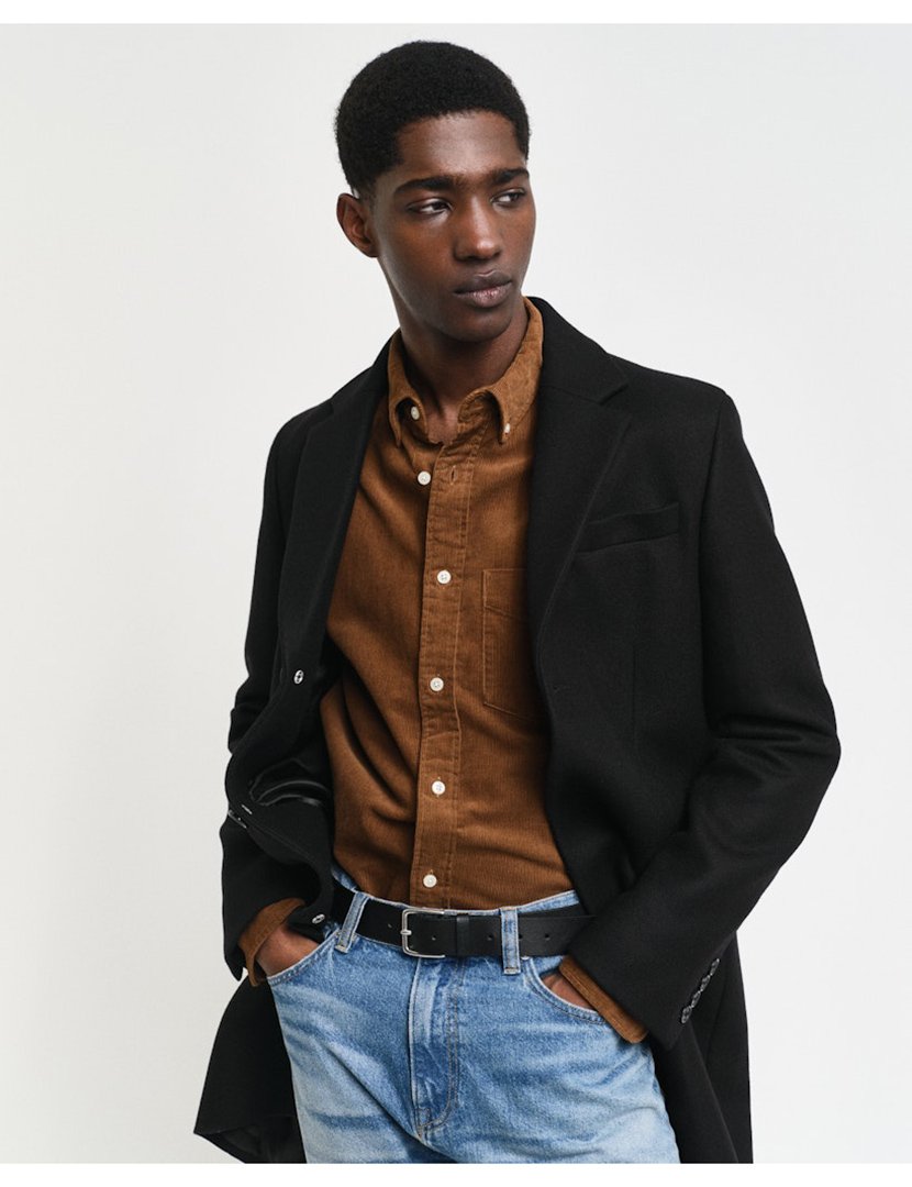 Sobretudo clássico em lã Preto