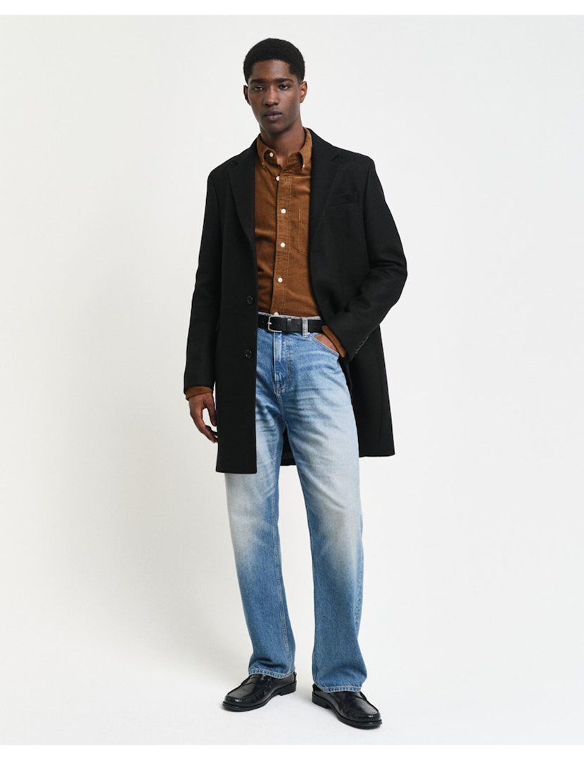 Sobretudo clássico em lã Preto