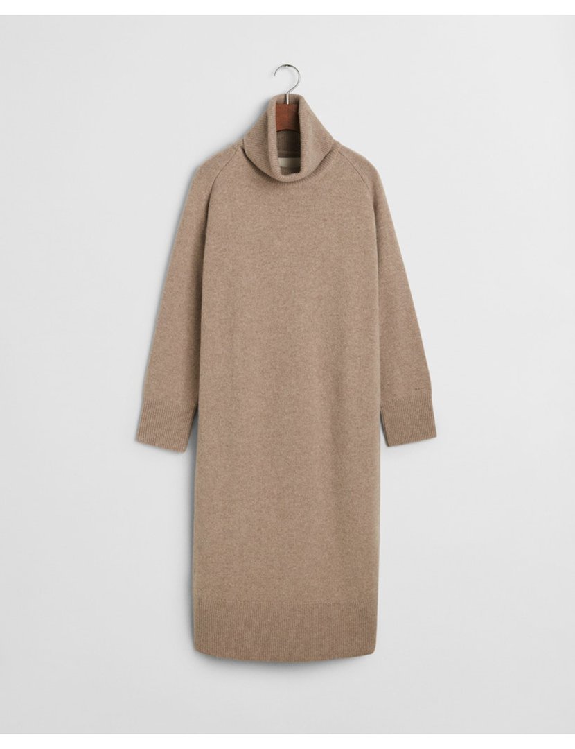 Vestido midi Herringbone Cinzento