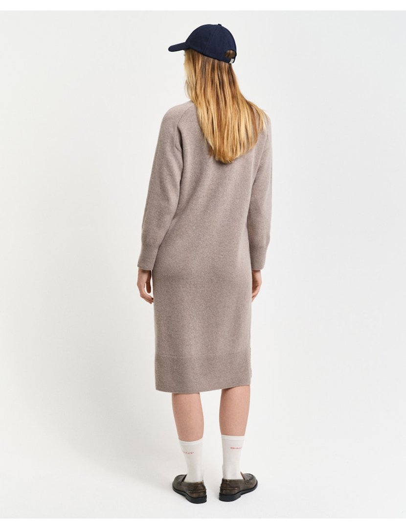 Vestido midi Herringbone Cinzento