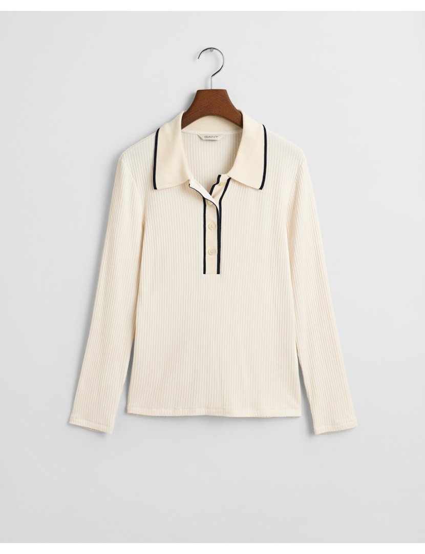 Pólo de manga comprida Bege