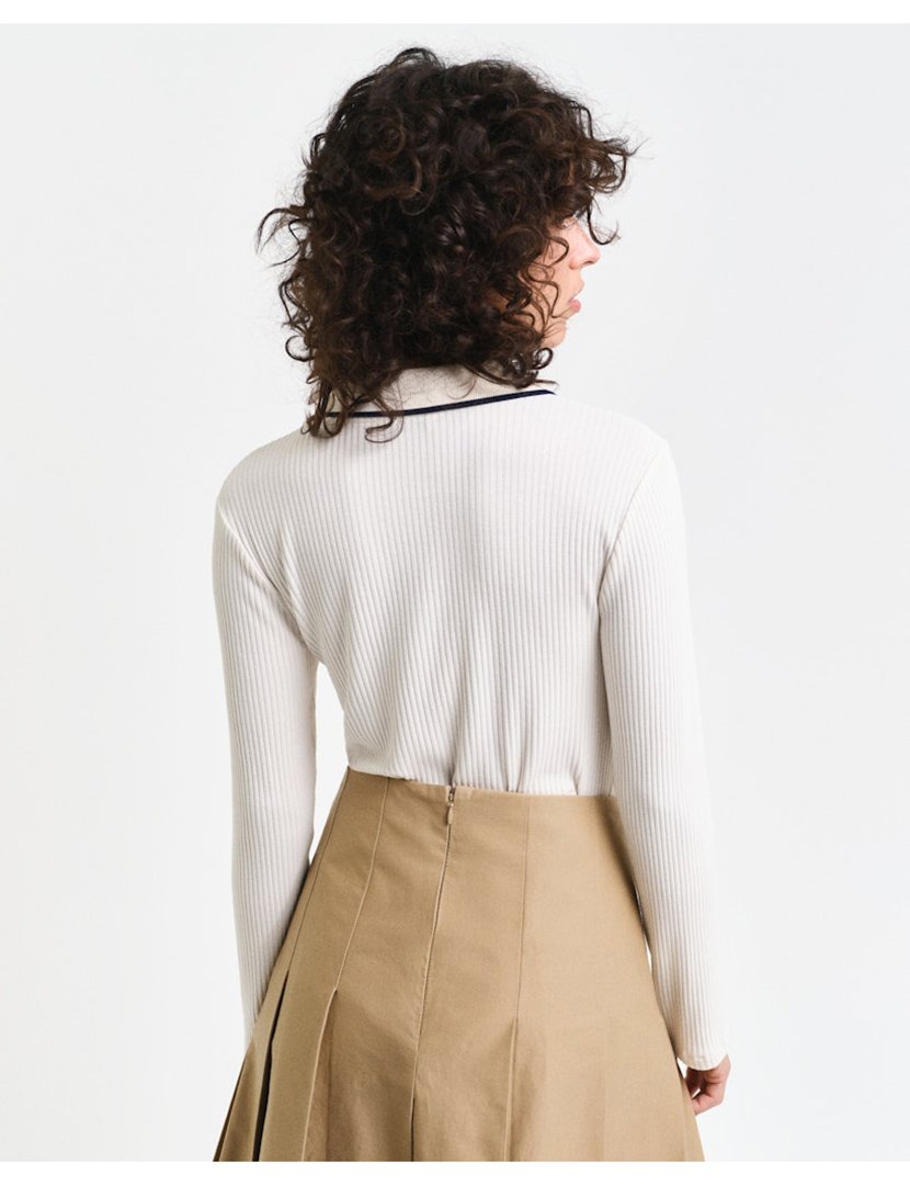 Pólo de manga comprida Bege