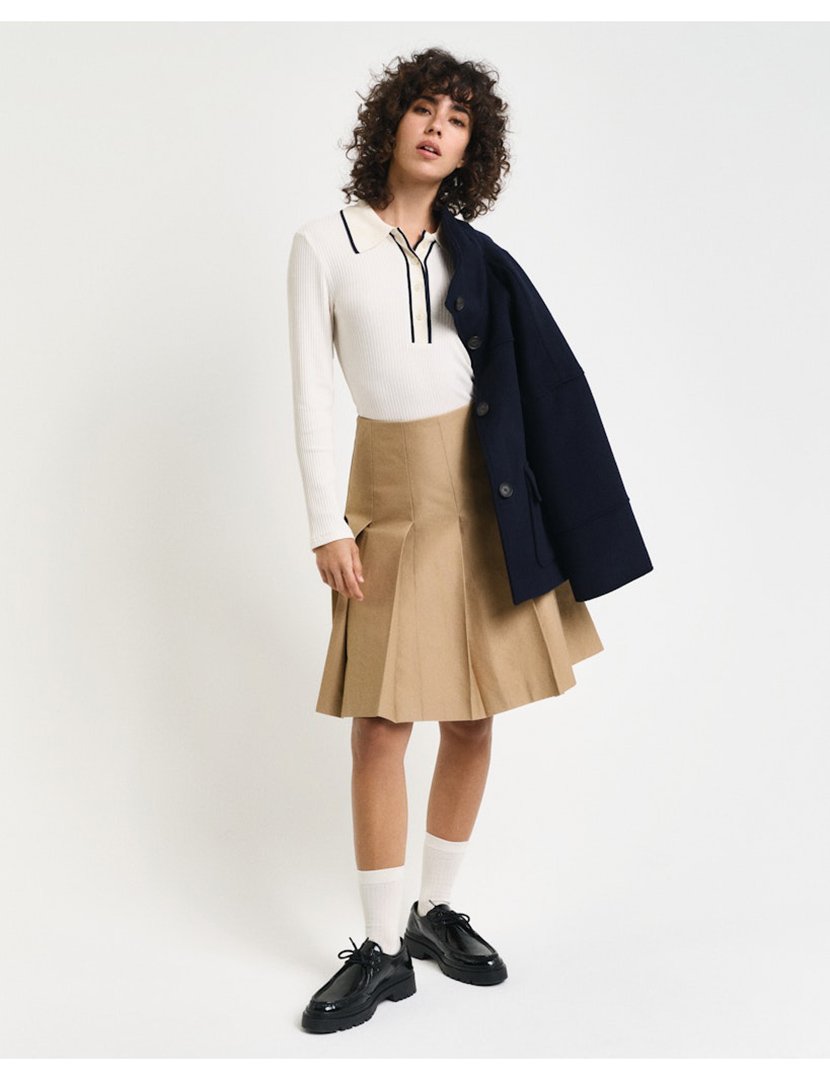 Pólo de manga comprida Bege