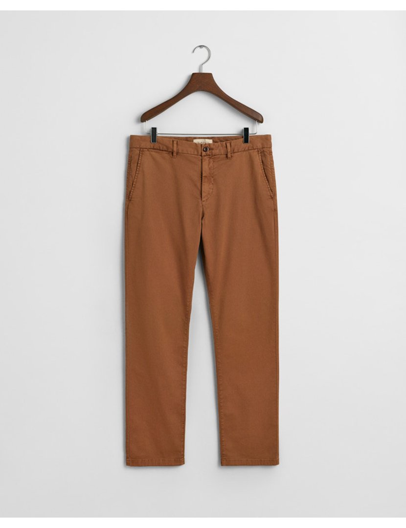 Calças Chino Slim Dobby Castanho