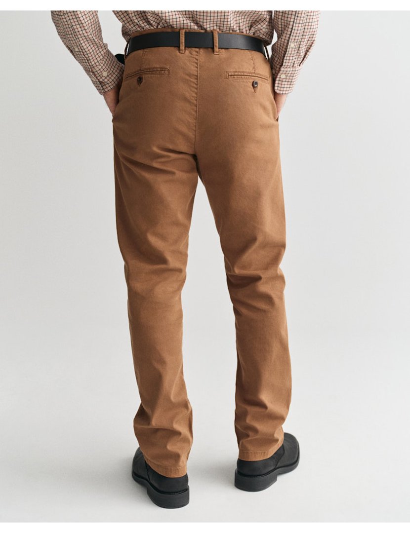 Calças Chino Slim Dobby Castanho