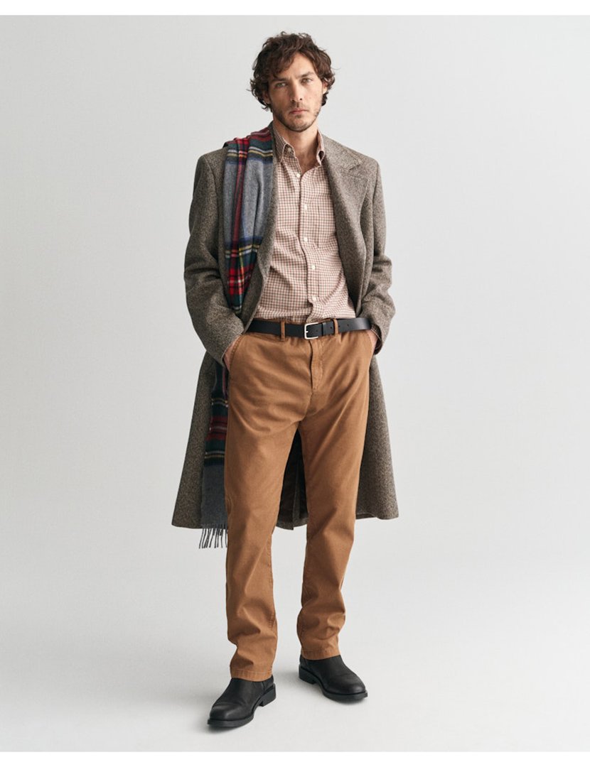 Calças Chino Slim Dobby Castanho