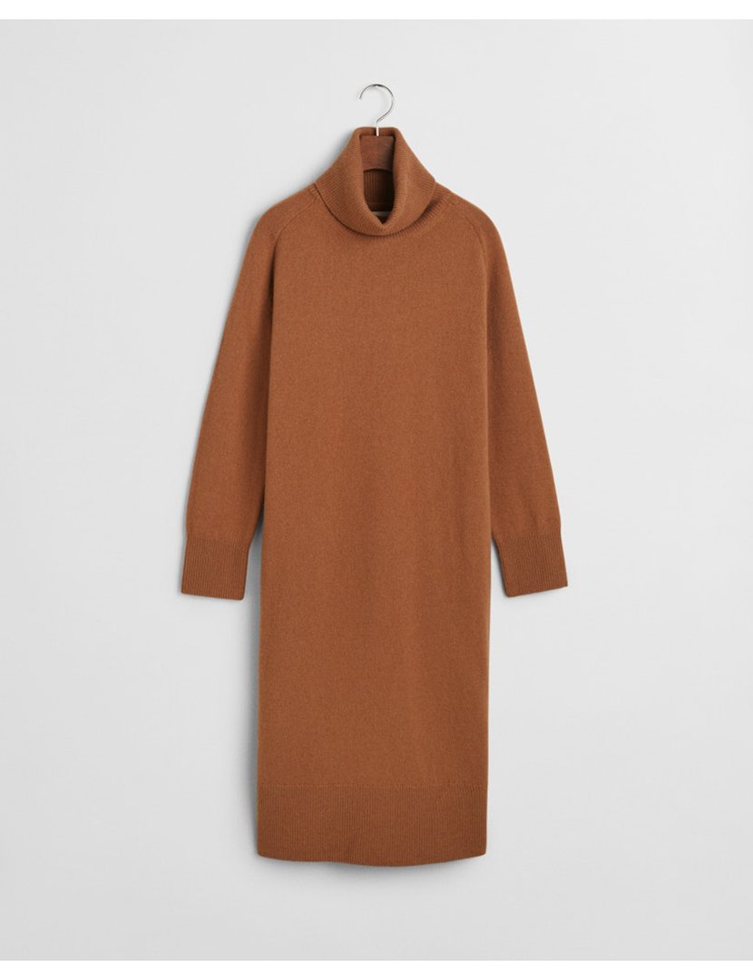 Vestido midi Herringbone Bege