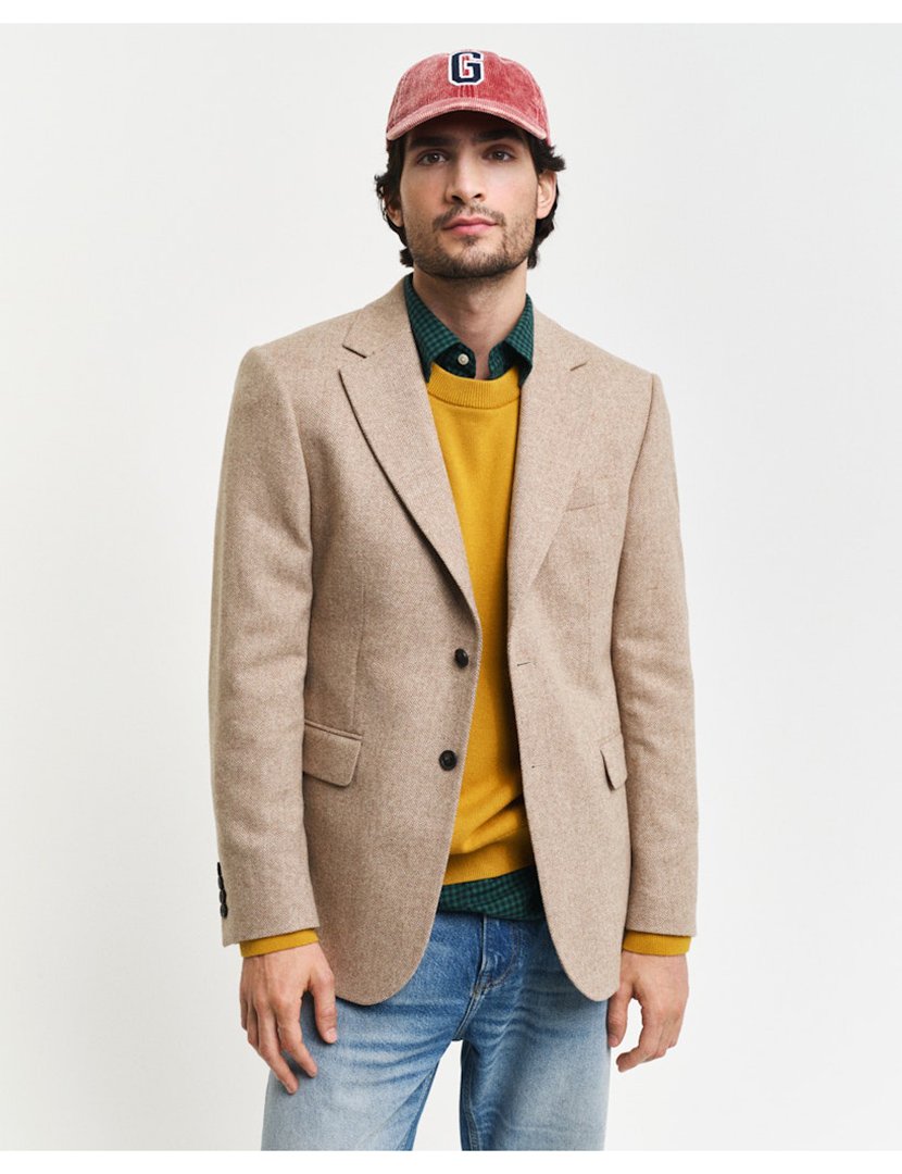Blazer de Fato slim Herringbone Bege