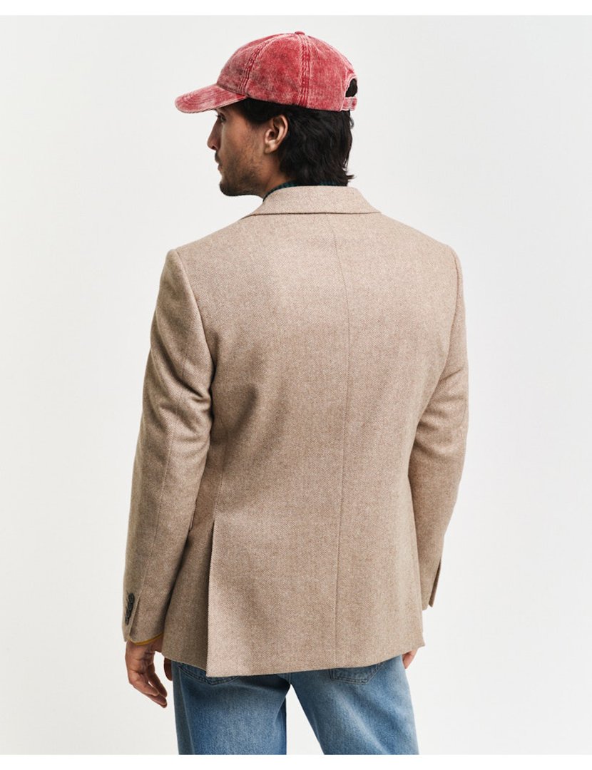 Blazer de Fato slim Herringbone Bege