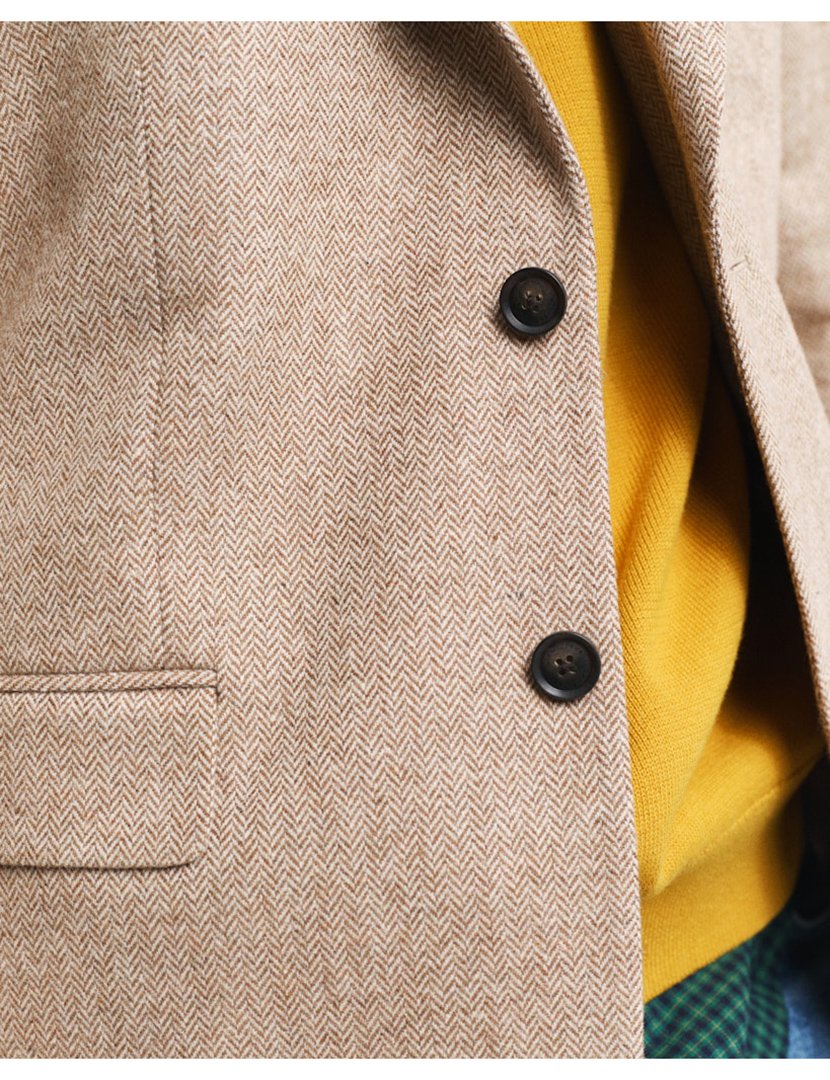 Blazer de Fato slim Herringbone Bege