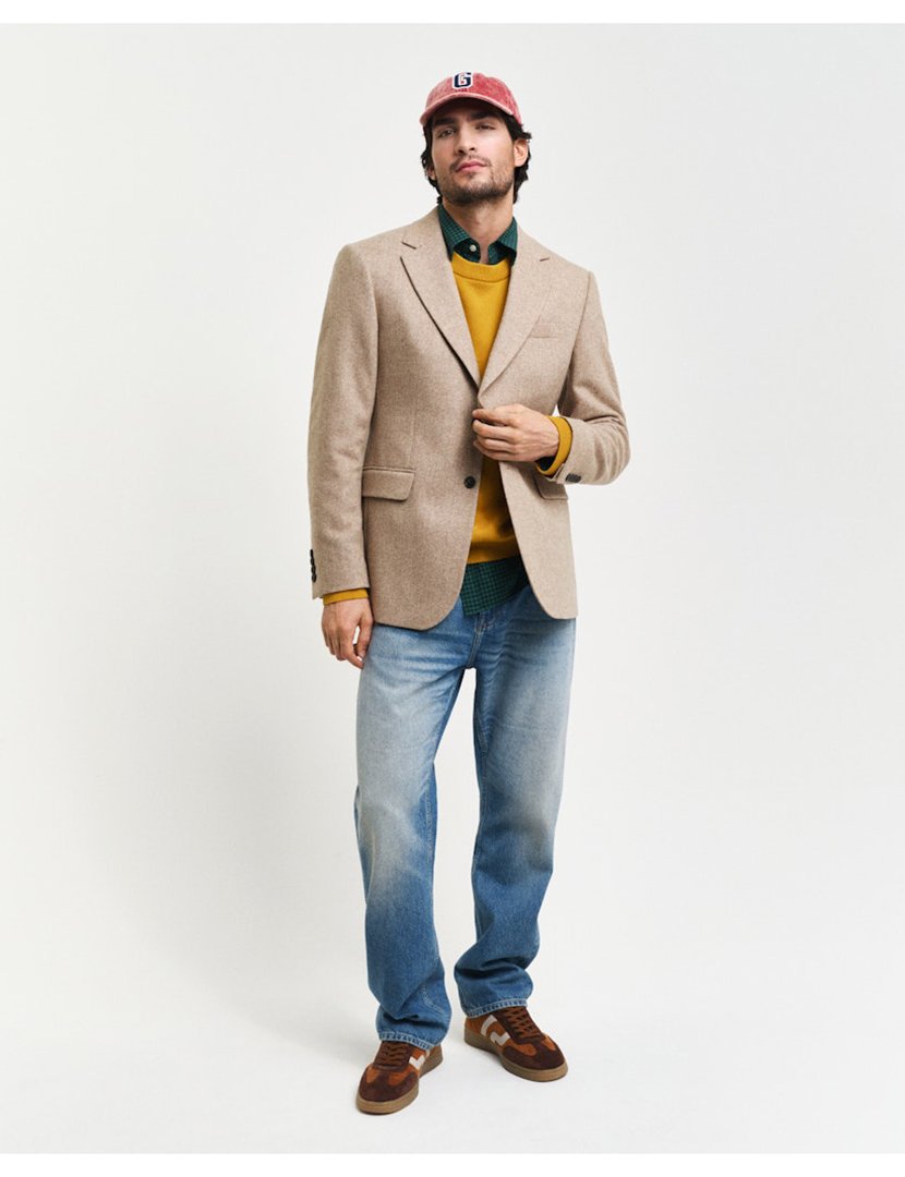 Blazer de Fato slim Herringbone Bege