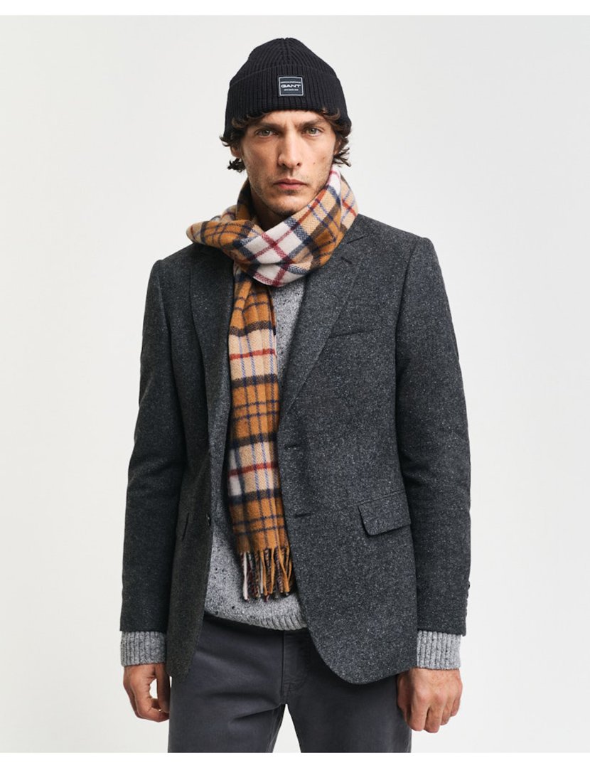 Cachecol de lã xadrez Castanho